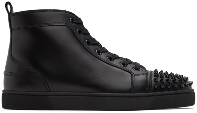 Shop Christian Louboutin Black Louis Junior Spikes Sneakers In B049 Black/black/bk