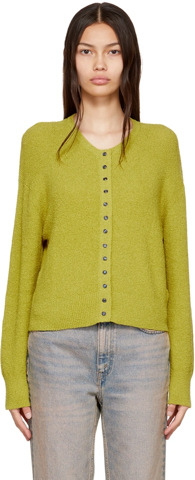Shop Re/done Green Organic Cotton Cardigan In Citrus