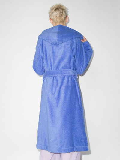 Tekla Hooded Midi Robe In Blue