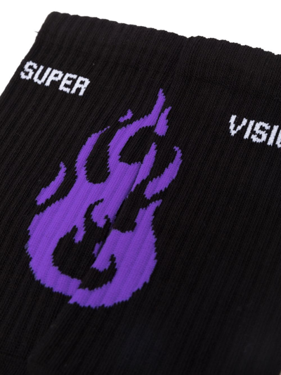Shop Vision Of Super Flame Print Socks In Black