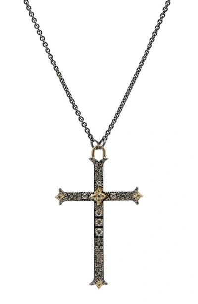 Shop Armenta Large Cross Pendant Necklace In Silver
