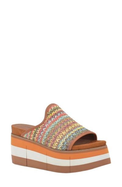 Shop Naked Feet Flocci Platform Slide Sandal In Tan