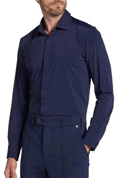 Shop Pino By Pinoporte Luciano Button Front Shirt In Navy