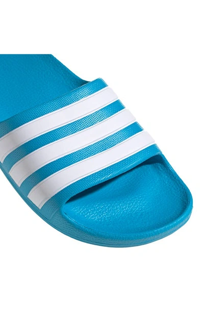 Shop Adidas Originals Kids' Adilette Slide Sandal In Solar Blue/ White
