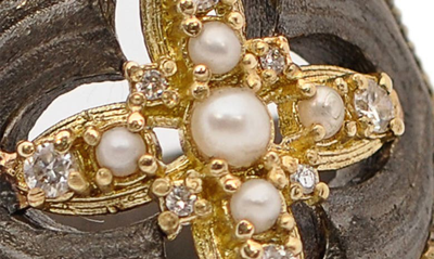 Armenta Old World Pearl Scroll Ring In Silver