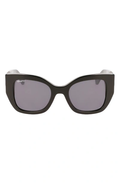 Shop Ferragamo Gancini 51mm Gradient Modified Rectangular Sunglasses In Black