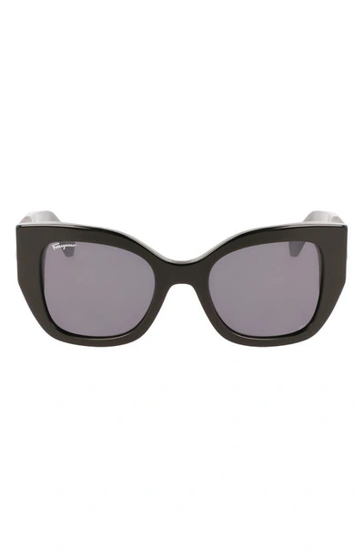 Ferragamo Gancini 51mm Gradient Modified Rectangular Sunglasses In Black