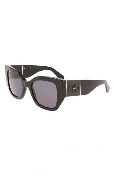 Shop Ferragamo Gancini 51mm Gradient Modified Rectangular Sunglasses In Black