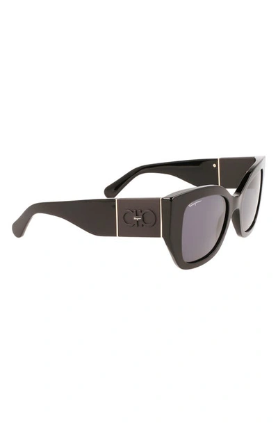 Shop Ferragamo Gancini 51mm Gradient Modified Rectangular Sunglasses In Black