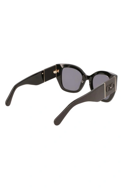 Shop Ferragamo Gancini 51mm Gradient Modified Rectangular Sunglasses In Black