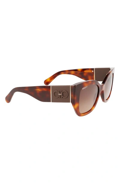 Shop Ferragamo Gancini 51mm Gradient Modified Rectangular Sunglasses In Classic Tortoise
