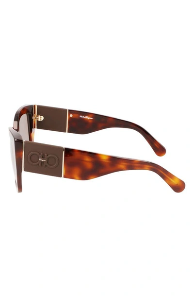 Shop Ferragamo Gancini 51mm Gradient Modified Rectangular Sunglasses In Classic Tortoise