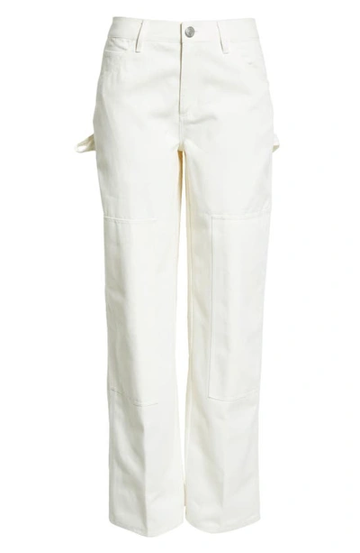 Shop Staud Cotton Canvas Painter Pants In White