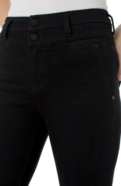 Shop Liverpool High Waist Fray Hem Ankle Skinny Jeans In Black Rinse