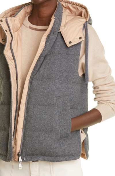 Shop Brunello Cucinelli Reversible Down Puffer Vest In Cnt89 Piombo