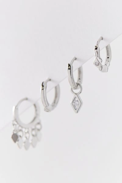 Shop Luv Aj Evil Eye Huggie Hoop Earring Set In Silver