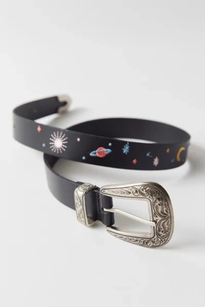 Shop Urban Outfitters Embroidered Western Belt In Black