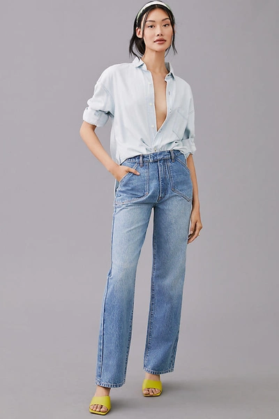 Shop Triarchy Ms. Keaton Farmstand High-rise Tapered Jeans In Blue