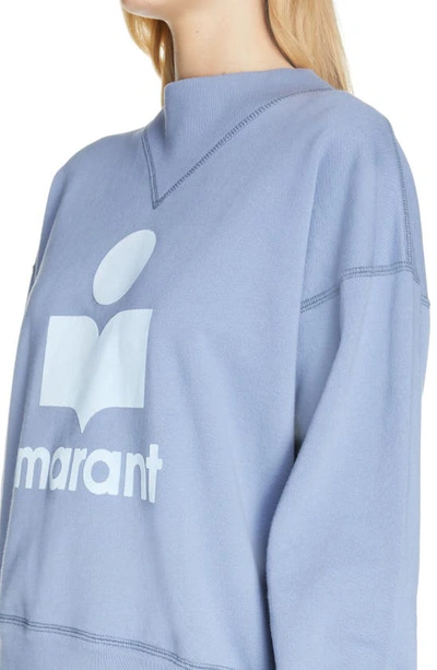 Shop Isabel Marant Étoile Moby Mock Neck Cotton Blend Sweatshirt In Greyish Blue