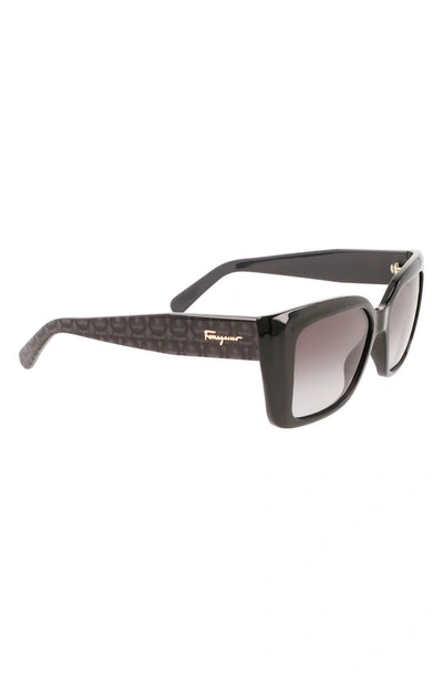 Shop Ferragamo Gancini 55mm Gradient Rectangular Sunglasses In Black