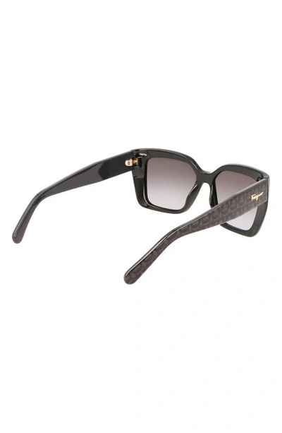 Shop Ferragamo Gancini 55mm Gradient Rectangular Sunglasses In Black