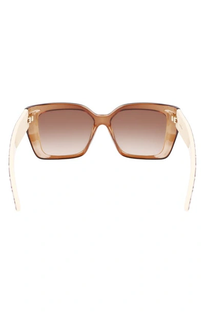 Shop Ferragamo Gancini 55mm Gradient Rectangular Sunglasses In Transparent Brown