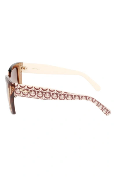 Shop Ferragamo Gancini 55mm Gradient Rectangular Sunglasses In Transparent Brown