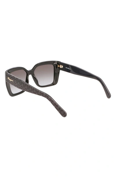 Shop Ferragamo Gancini 55mm Gradient Rectangular Sunglasses In Black