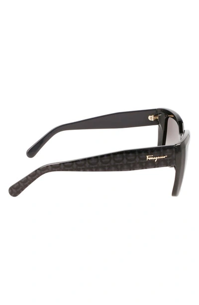 Shop Ferragamo Gancini 55mm Gradient Rectangular Sunglasses In Black