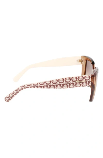 Ferragamo Gancini 55mm Gradient Rectangular Sunglasses In Transparent Brown