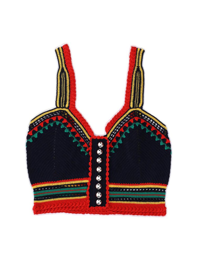 Shop Rabanne Paco  Cropped Knitted Top In Multi