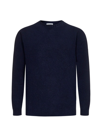Shop Malo Crewneck Knitted Long In Navy