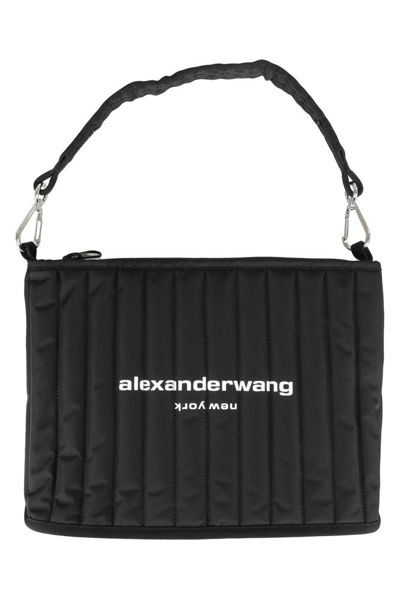 Shop Alexander Wang Elite Tech Logo Printed Shoulder Bag In Black