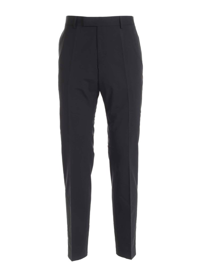 Shop Karl Lagerfeld Logo Patch Detailed Straight Pants In Navy