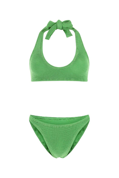 Shop Reina Olga Pilou Scrunch Halterneck Bikini Set In Green