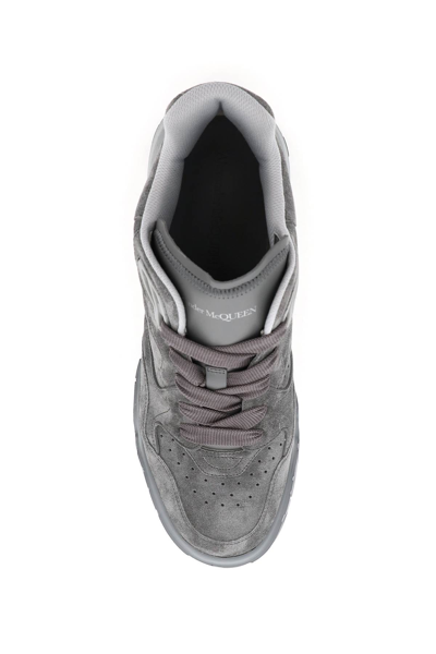 Shop Alexander Mcqueen Suede Leather Court Mid-top Sneakers In Grey