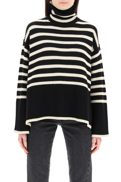 Shop Totême Toteme Striped Wool Cotton Sweater In Mixed Colours