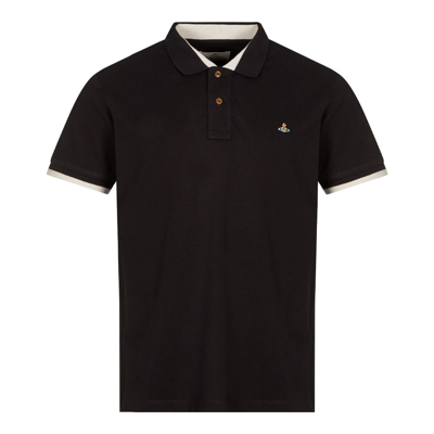 Shop Vivienne Westwood Stripe Collar Polo Shirt In Black