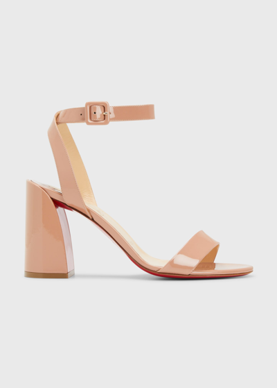 Shop Christian Louboutin Miss Sabina Red Sole Ankle-strap Sandals In Nude