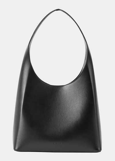 Shop Aesther Ekme Sac Midi Calf Leather Shoulder Bag In Black
