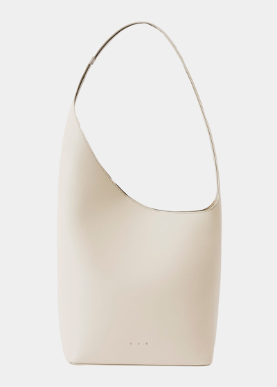 Shop Aesther Ekme Demi Lune Calf Leather Shoulder Bag In Off White