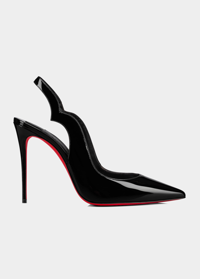 Shop Christian Louboutin Hot Chick Patent Red Sole Slingback Pumps In Blacklin Black