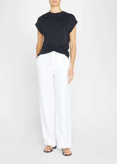 Shop Vince Tie-front Pull-on Hemp Pants In Optic White