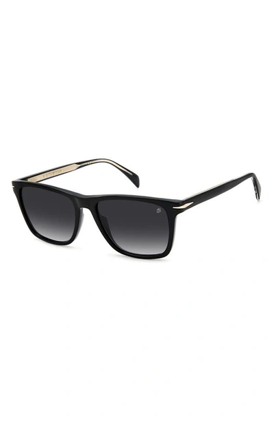 Shop David Beckham Eyewear 55mm Rectangular Sunglasses In Black / Grey Shaded