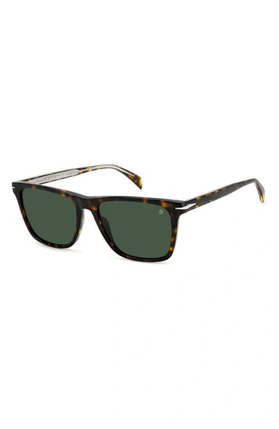 Shop David Beckham Eyewear 55mm Rectangular Sunglasses In Havana / Green