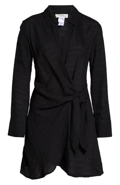 Shop L*space Daydream Side Tie Tunic Cover-up Dress In Black