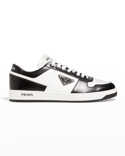 Shop Prada Men's Prax Logo Re-nylon Low-top Sneakers In Bianco Sol