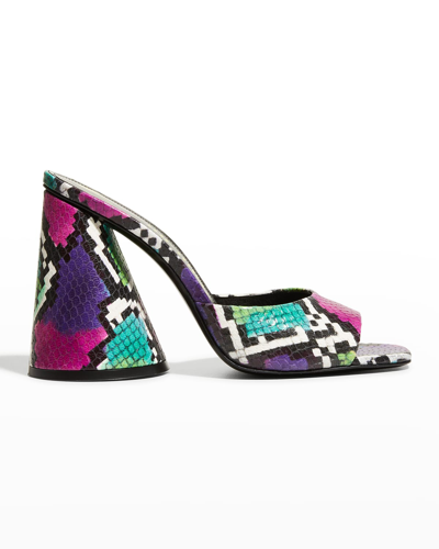 Shop Attico Luz Multicolored Embossed Mule Sandals