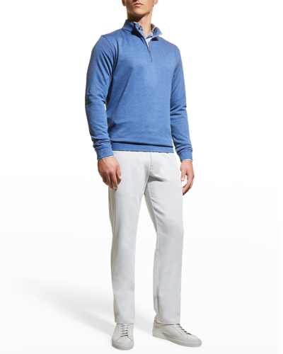 Shop Peter Millar Men's Crown Comfort Interlock Quarter-zip Sweater In Nordic Blue