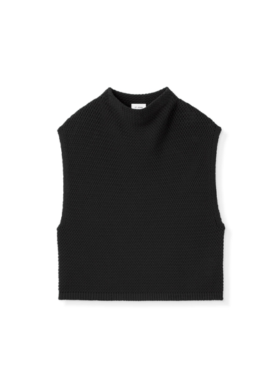 Shop St John Basketweave Drape Collar Sweater In Black
